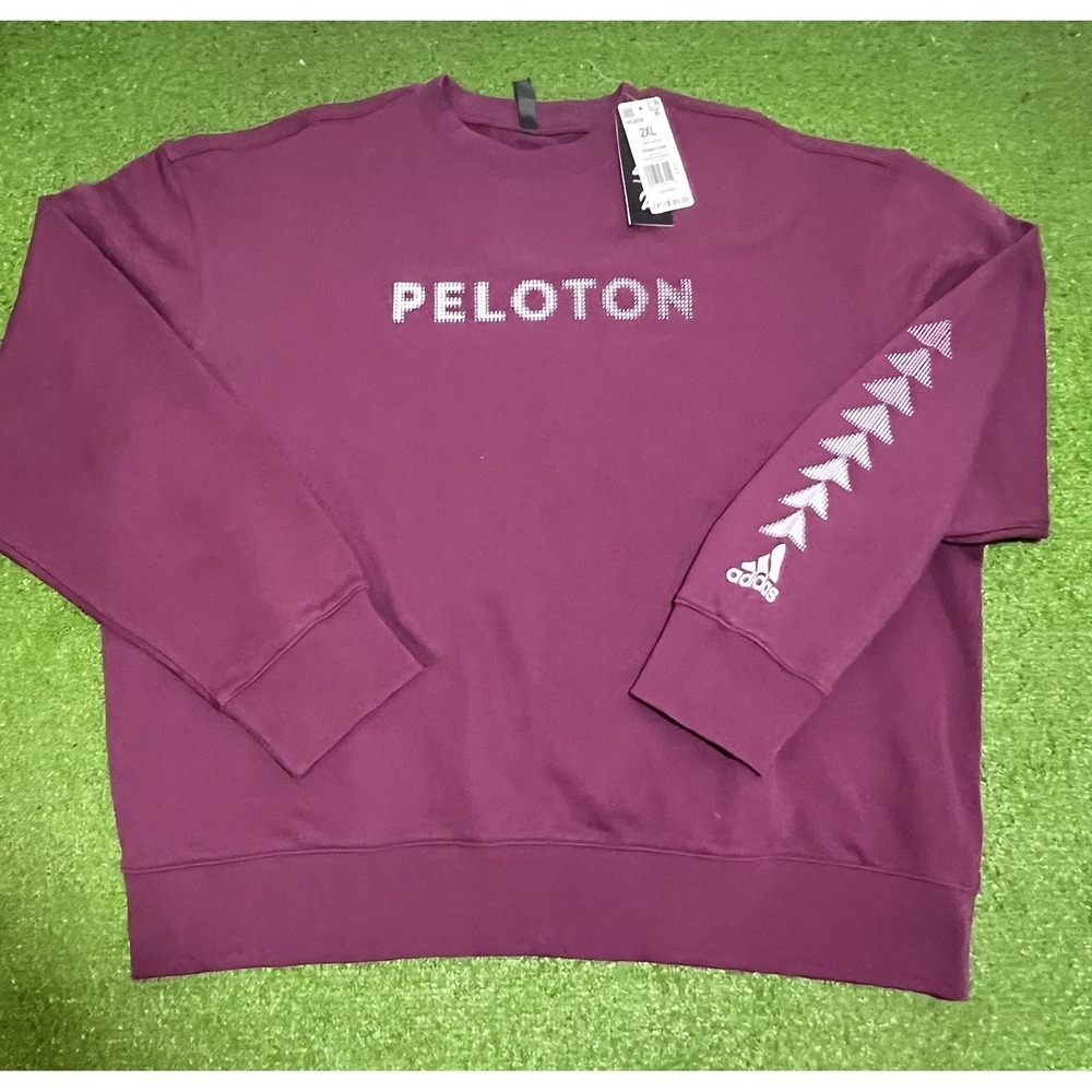 Adidas Peloton Sweatshirt‎ 2XL Maroon Crewneck Pullover Heavy Cotton NEW NWT